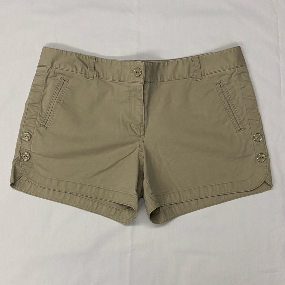 The Limited Women’s Low Rise Khaki Chino Shorts Side Button Detail Size 10
